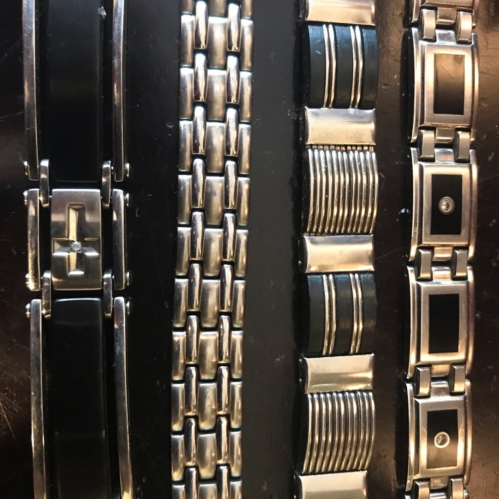 Four Men’s stainless steel bracelets bundle deal.